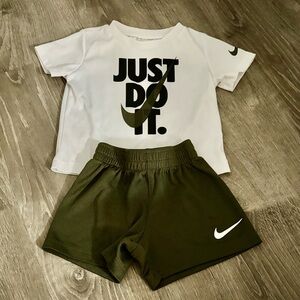 Nike White and Olive Just Do It Outfit